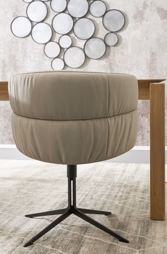 Armlehnstuhl Milana - drehbar, Leder, Offwhite