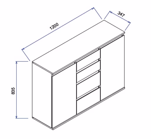 Kommode - B ca. 119 cm, Anthrazit