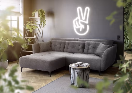 Ecksofa JANEK - 2,5-Sitzer, Ecke rechts, Stoff, Dunkelgrau