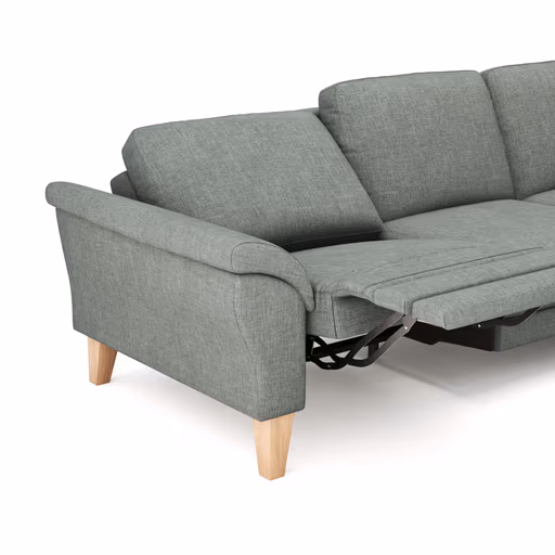 Ecksofa Rockport A - 2,5-Sitzer mit Ecke rechts inkl. Relaxfunktion (motorisch), Stoff, Grau