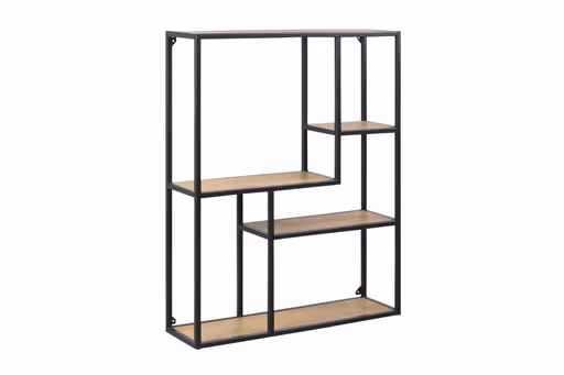 Bücherregal - Wildeiche Nachbildung, Metall schwarz 