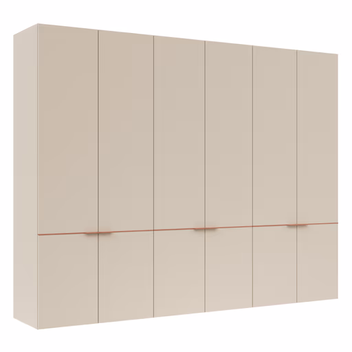 Drehtürenschrank Matera - BTH ca. 301x60x235 cm, Lack Kaschmir, Abs. Pfirsich