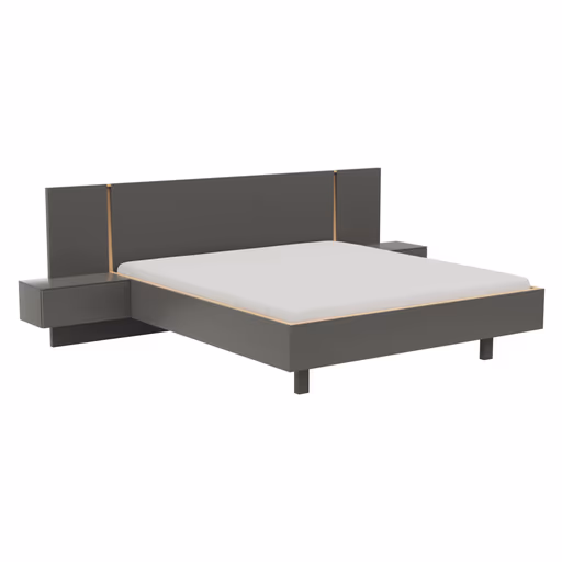 Bettanlage Matera - Lack, Grau, Absetzung Gelb