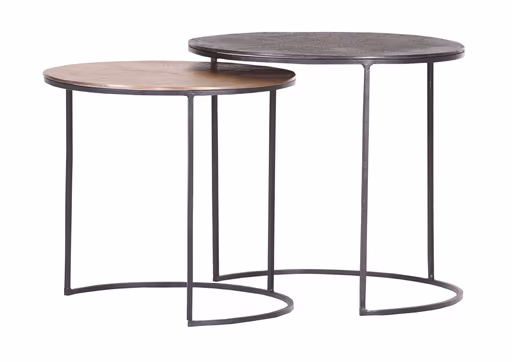 Beistelltisch-Set Henry & June - D. 55 cm, Metall, Schwarz