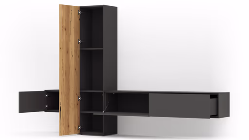 Wohnwand Medio -  Melamin, Schiefergrau