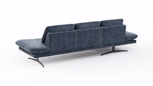 Ecksofa Hubertus - Longchair links mit 2-Sitzer, Rückenlehne/Armlehne verstellbar, Stoff, Blau