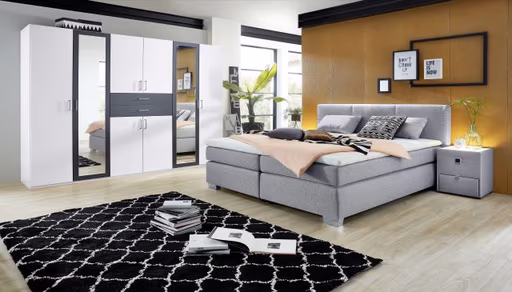 Drehtürenschrank- B ca. 270 cm, Weiß, Graphit