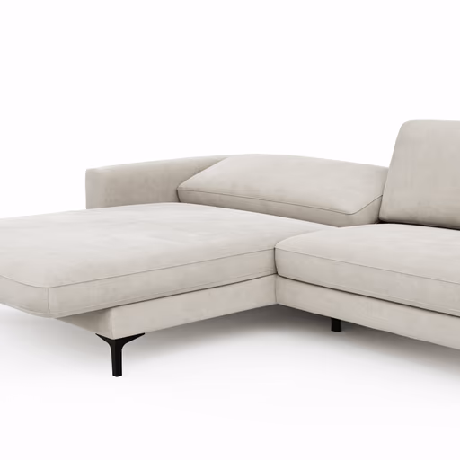 Ecksofa Oviedo - Longchair links mit 1,5-Sitzer inkl. Relaxfunktion (motorisch), Stoff, Natur