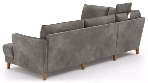 Sofa Stamford - inkl. Armlehne verstellbar und Kopfstütze, Ecksofa 2-sitzig und Abschlusshocker links mit 3,5-Sitzer, Bogen rechts, Stoff, Anthrazit