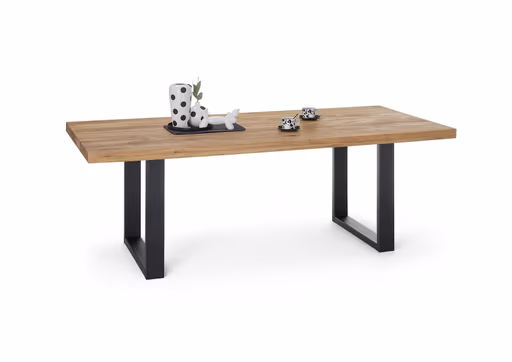 Esstisch - LB ca. 200x100 cm, Wildeiche massiv geölt, Schwarz