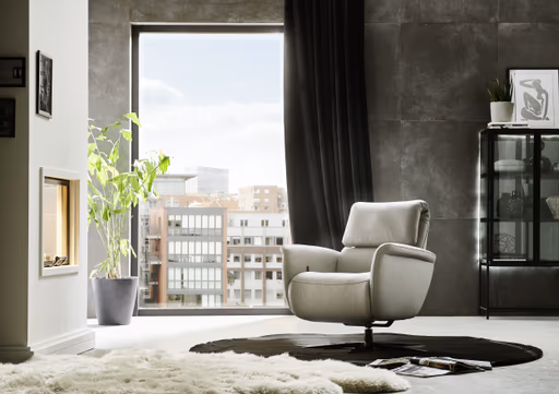 TV-Sessel - Relaxfunktion, Leder, Alufarben