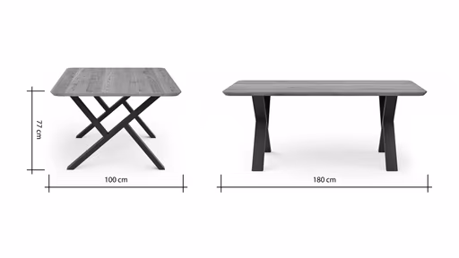 Esstisch Belfast - LB ca. 180x100 cm, Eiche massiv, X-Gestell asymmetrisch