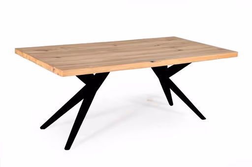 Esstisch - LB ca. 240x100 cm, Wildeiche massiv geölt, Schwarz