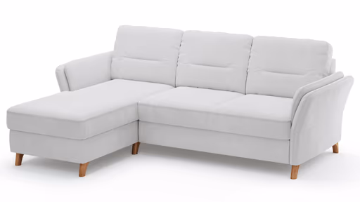 Ecksofa Vayra - Longchair links mit 2,5-Sitzer rechts, Stoff, Offwhite