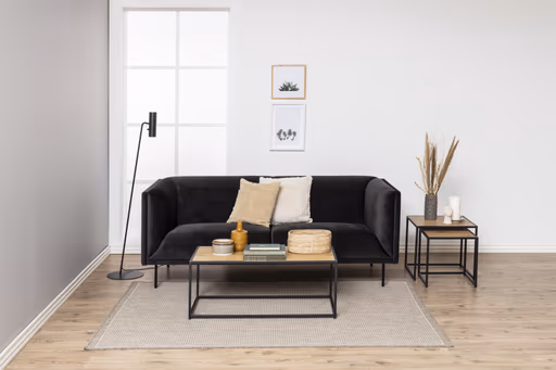 Couchtisch - LB ca. 100x50 cm, Wildeiche Nachbildung, Schwarz