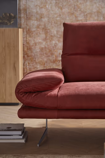 Sofa Lucero - 2,5-Sitzer inkl. Rückenlehne verstellbar, Leder, Weinrot