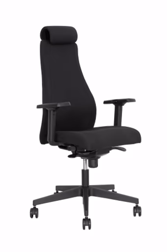 Chefsessel - mit Ergo-Rückenpolsterung und 3D-Armlehnen, Stoff, Schwarz