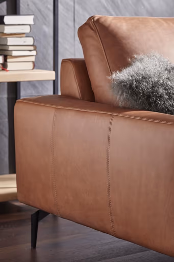 Ecksofa Redington - 2,5-Sitzer mit Ecke rechts, Leder, Cognac