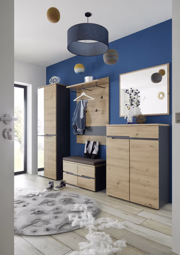 Garderobenpaneel - Eiche Dekor, Graphit