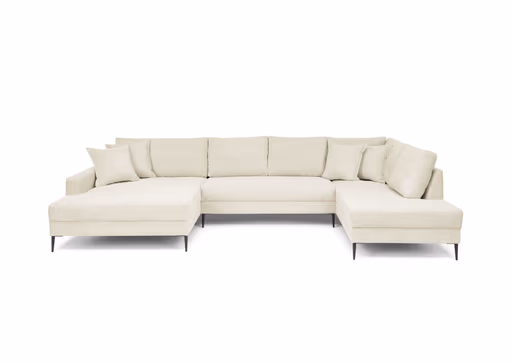 Wohnlandschaft - Longchair links, 2-Sitzer, Ecke rechts, Stoff, Creme