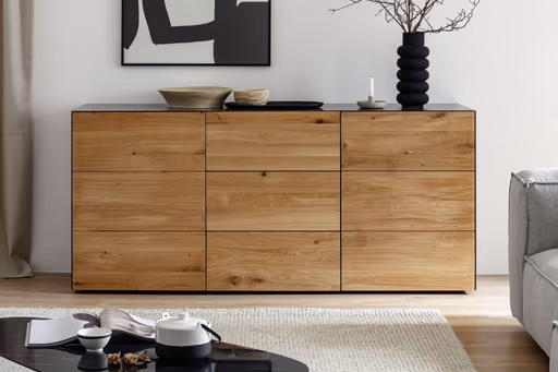 Sideboard Jan - Wildeiche massiv, Metall