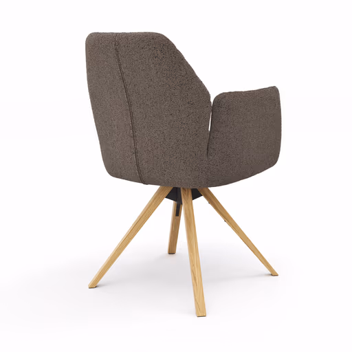 Armlehnstuhl Nashville - drehbar, Stoff, Dunkelbraun