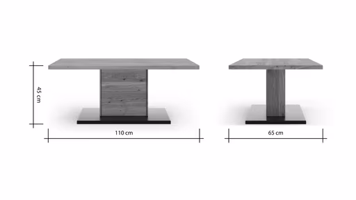 Couchtisch Fibra - LBH 110x65x45 cm, Asteiche massiv