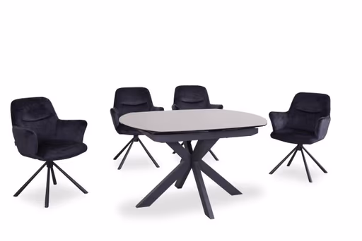 Armlehnstuhl MIRYA - drehbar, Stoff, Schwarz