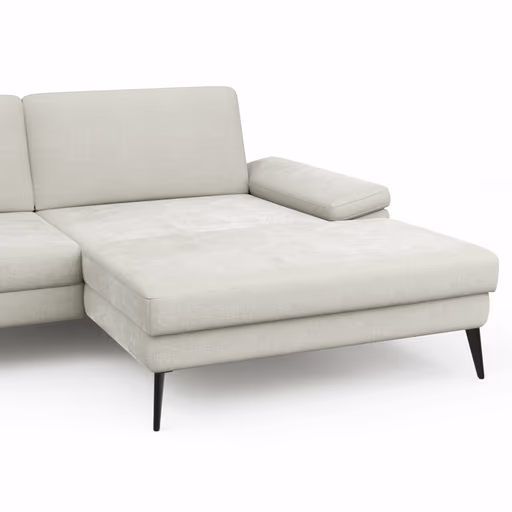 Ecksofa Houston - 1,75-Sitzer mit Longchair groß rechts, inkl. Sitztiefenverstellung und Armlehne klappbar, Stoff, Natur