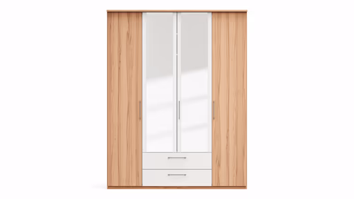 Drehtürenschrank Viana - B. ca. 180 cm, Furnier, Kernbuche, Weiß