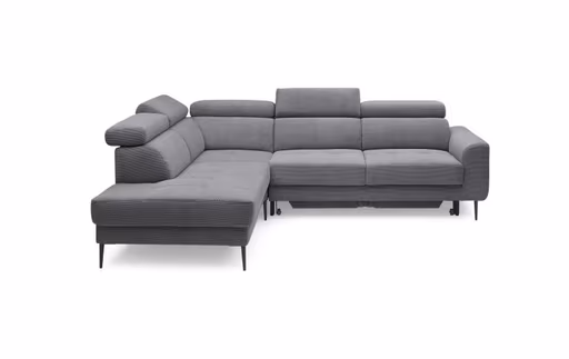 Ecksofa CHARIS - Ecke links, 2-Sitzer inkl. Schlaffunktion und Bettkasten, Microfaser, Anthrazit