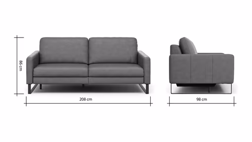 Sofa Enna - 3,5-Sitzer inklusive Relaxfunktion (motorisch) links, Leder, Grau