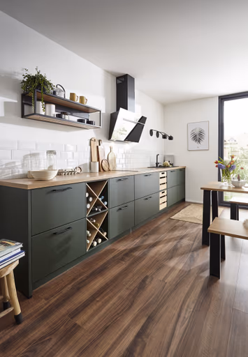 Winkelküche 54.160 GL 7 521, Lack samtmatt Waldgrün