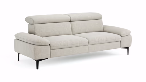 Sofa Felipa - 3-Sitzer inkl. Kopfteil verstellbar, Stoff, Natur