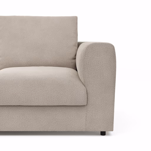 Ecksofa Stormy - Longchair links mit 2,5-Sitzer, Stoff, Creme