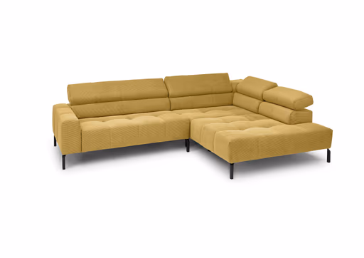  Ecksofa COLLEEN 2.0 - 2-Sitzer mit Ecke rechts, Sitzvorzug motorisch, Feincord, Gold