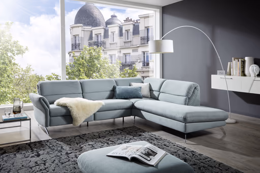 Ecksofa EM Koper -  3-Sitzer mit Ecke rechts, Rückenlehne verstellbar, Stoff, grün