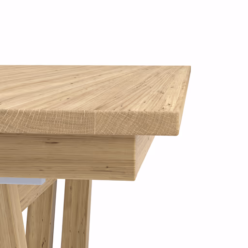 Esstisch Faro Plus - LB ca. 180x90 cm, Tisch verlängerbar (Klappeinlage einseitig), Wildeiche massiv, Bianco