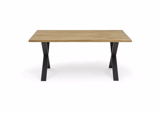 Esstisch- LB ca. 180x100 cm, Eiche, Massiv, Geölt, Metall, Schwarz