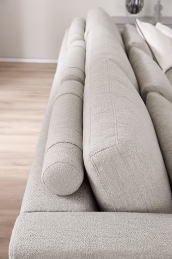 Ecksofa Solano - 2,5-Sitzer mit Longchair Rechts, Boucle, Natur