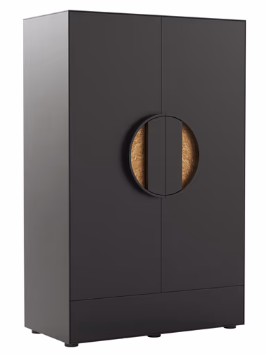 Highboard Jyn - BHT ca. 91x144x41 cm, Lack, Schwarz, Bodenstehend