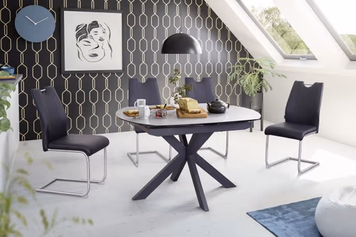 Freischwinger MERVE - Leder, Schwarz