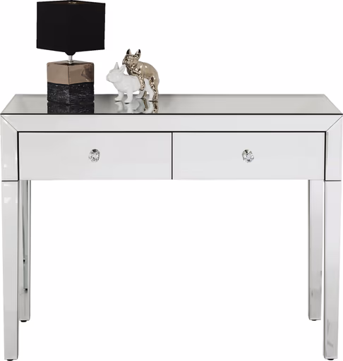 Konsolentisch- LB ca. 100x40 cm, Weiß, Lackiert, Verspiegelt