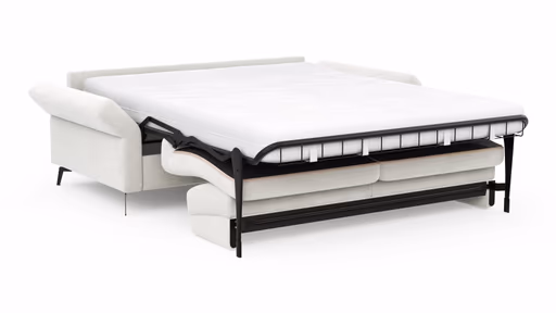 Schlafsofa Laredo - 2,5-Sitzer inkl. Schlaffunktion und Armlehne klappbar, Stoff, Offwhite