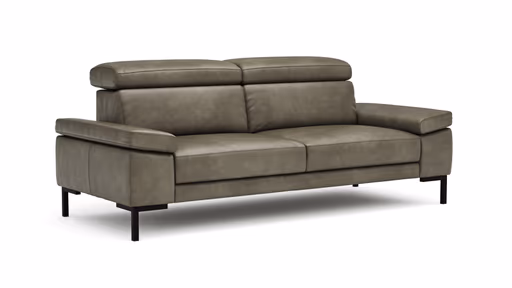 Sofa Hudson - 3-Sitzer, inkl. Kopfteil verstellbar, Leder, Braungrün