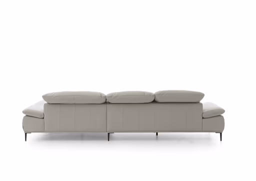 Ecksofa - 3-Sitzer mit Longchair rechts, Leder, Grau