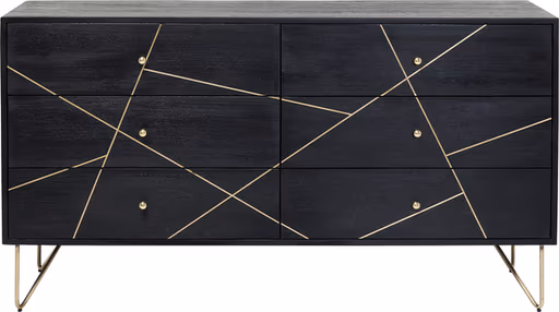 Sideboard- Massivholz, Mango, Schwarz, Lackiert