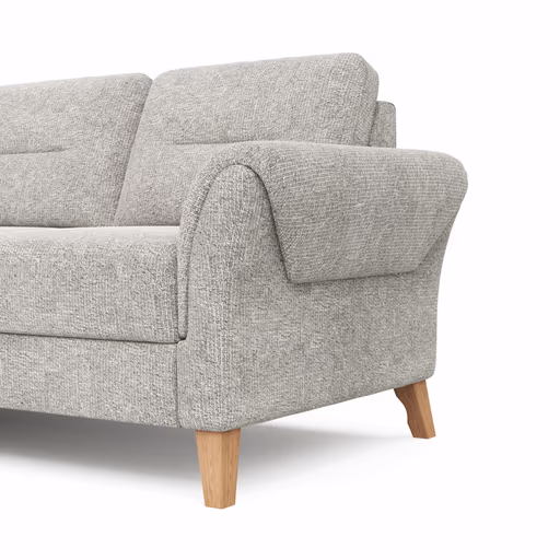 Ecksofa Almyra - Ottomane links mit 2,5-Sitzer, Stoff, Silbergrau