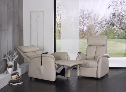 Fernsehsessel EM Göttingen - Relaxfunktion (1-motorisch), Leder, Hellbraun