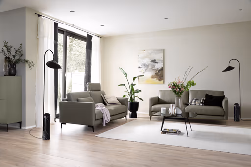 Sofa Cuneo - 2,5-Sitzer, Leder, Graubraun